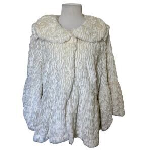 Y2K Cream Faux Fur Snow Princess Swing Coat Bell Sleeves The Pyramid Collection